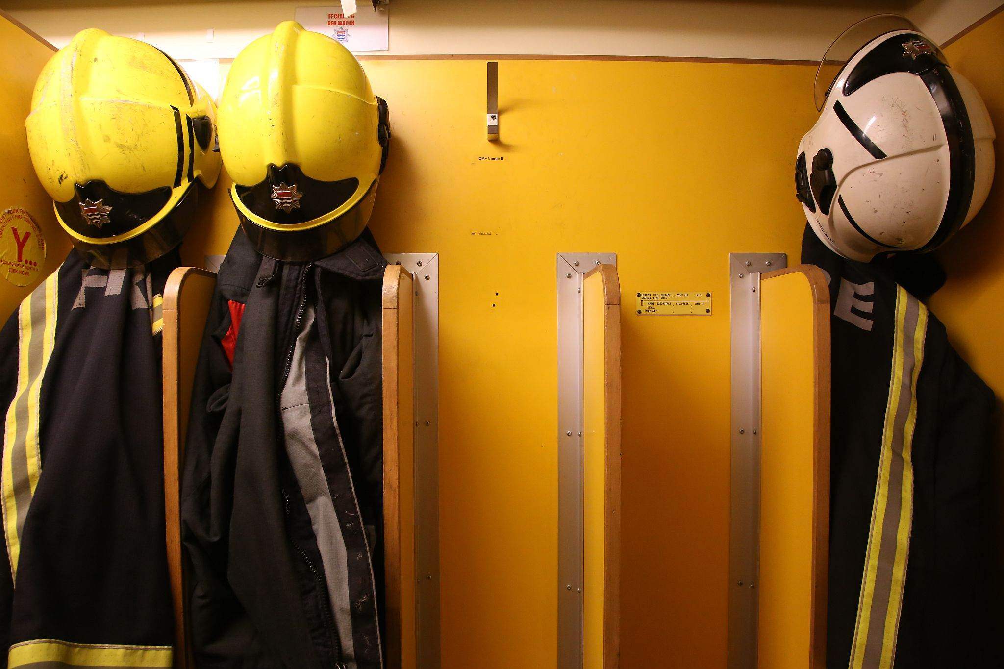 Station Officer Colin Townsley locker space at Soho Fire Station. London Fire Brigade Kings Cross fire.