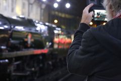 Preserved steam locomotive Merchant Navy Class 35028 "Clan Line" at London Victoria 24th November 2018.