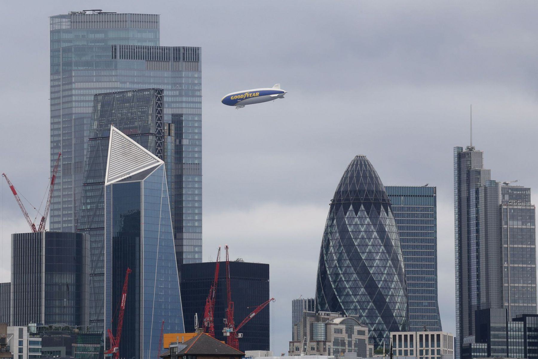 Goodyear Zeppelin Airship D-LZFN Over the Gherkin and City of London