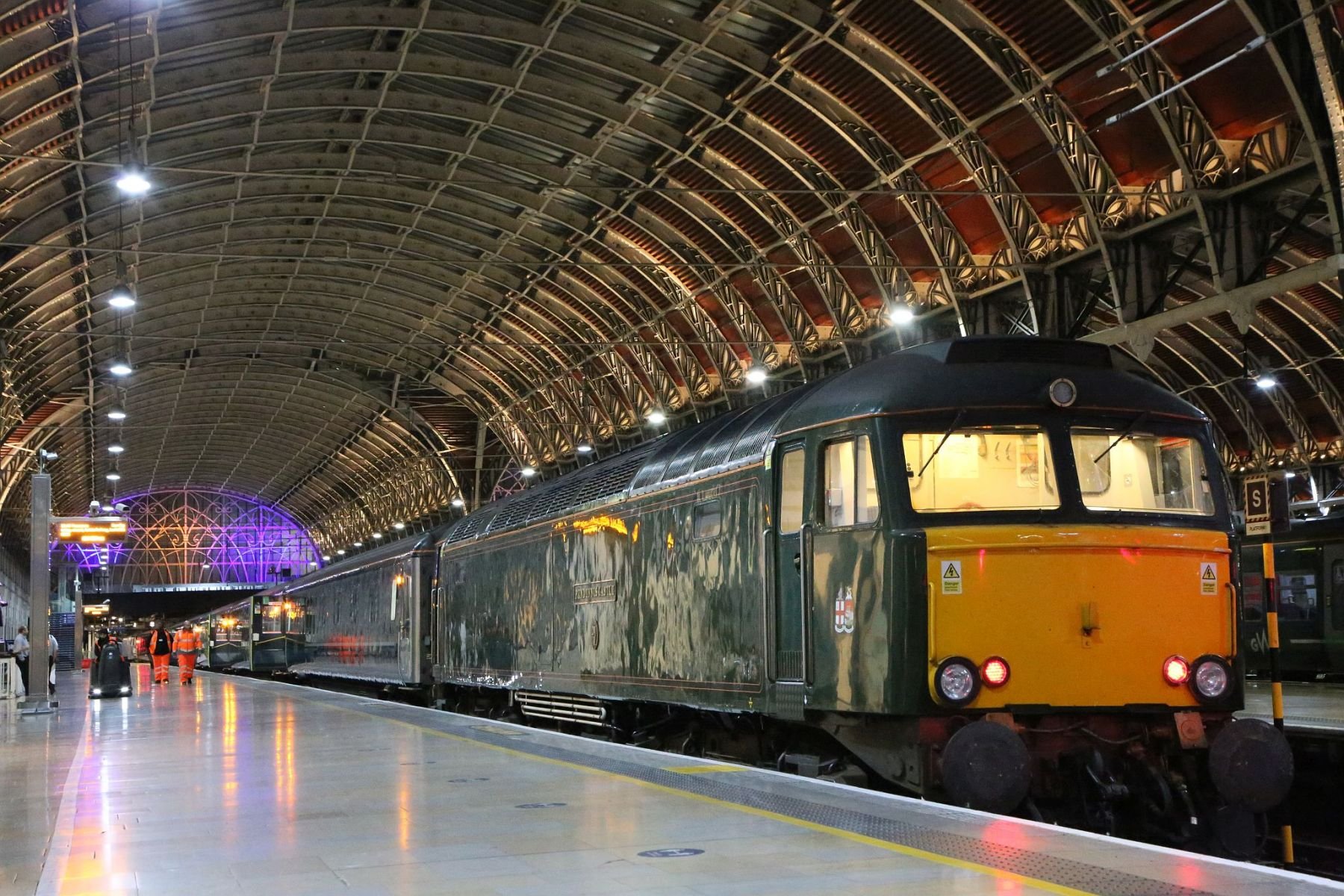 The Great Western Night Riviera Sleeper Train with 57604 Pendennis Castle at London Paddington railway station