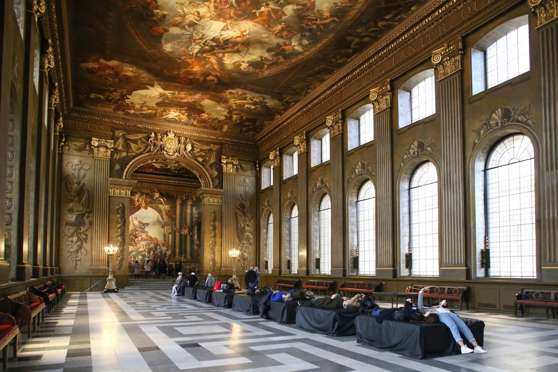 Greenwich Old Royal Naval College Painted Hall view of the whole hall