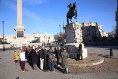 The 2022 Royal Stuart Society's Commemoration on the anniversary of King Charles the First's execution in Whitehall on 30th January 1649. Statue of King Charles I in Whitehall by Trafalgar Square. 30-Jan-2022.