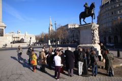 The 2022 Royal Stuart Society's Commemoration on the anniversary of King Charles the First's execution in Whitehall on 30th January 1649. Statue of King Charles I in Whitehall by Trafalgar Square. 30-Jan-2022.