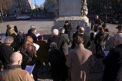 The 2022 Royal Stuart Society's Commemoration on the anniversary of King Charles the First's execution in Whitehall on 30th January 1649. Statue of King Charles I in Whitehall by Trafalgar Square. 30-Jan-2022.