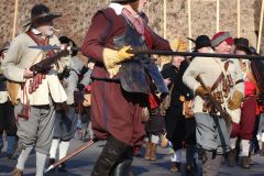 The English Civil War Society parade in the heart of London down The Mall and on to Horse Guards Parade on the annual march in commemoration of King Charles I, executed in Whitehall on 30-Jan-1649.
