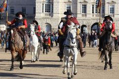 The English Civil War Society parade in the heart of London down The Mall and on to Horse Guards Parade on the annual march in commemoration of King Charles I, executed in Whitehall on 30-Jan-1649.