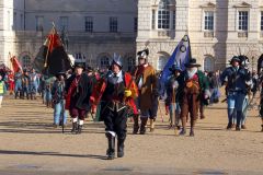 The English Civil War Society parade in the heart of London down The Mall and on to Horse Guards Parade on the annual march in commemoration of King Charles I, executed in Whitehall on 30-Jan-1649.