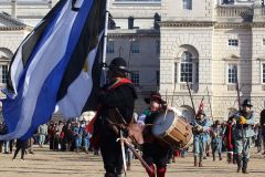 The English Civil War Society parade in the heart of London down The Mall and on to Horse Guards Parade on the annual march in commemoration of King Charles I, executed in Whitehall on 30-Jan-1649.