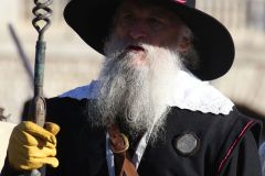 The English Civil War Society parade in the heart of London down The Mall and on to Horse Guards Parade on the annual march in commemoration of King Charles I, executed in Whitehall on 30-Jan-1649.
