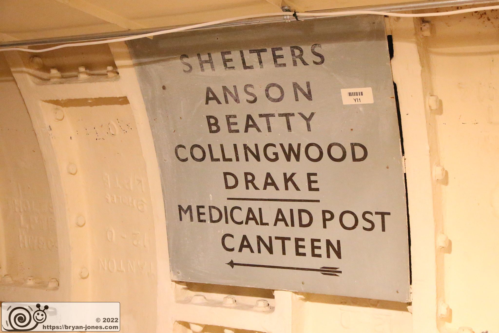 Clapham South WW2 air raid shelter in London. Part of the Empire Windrush story. Photographed 23-Apr-2022 on London Transport Museum Hidden London tour.