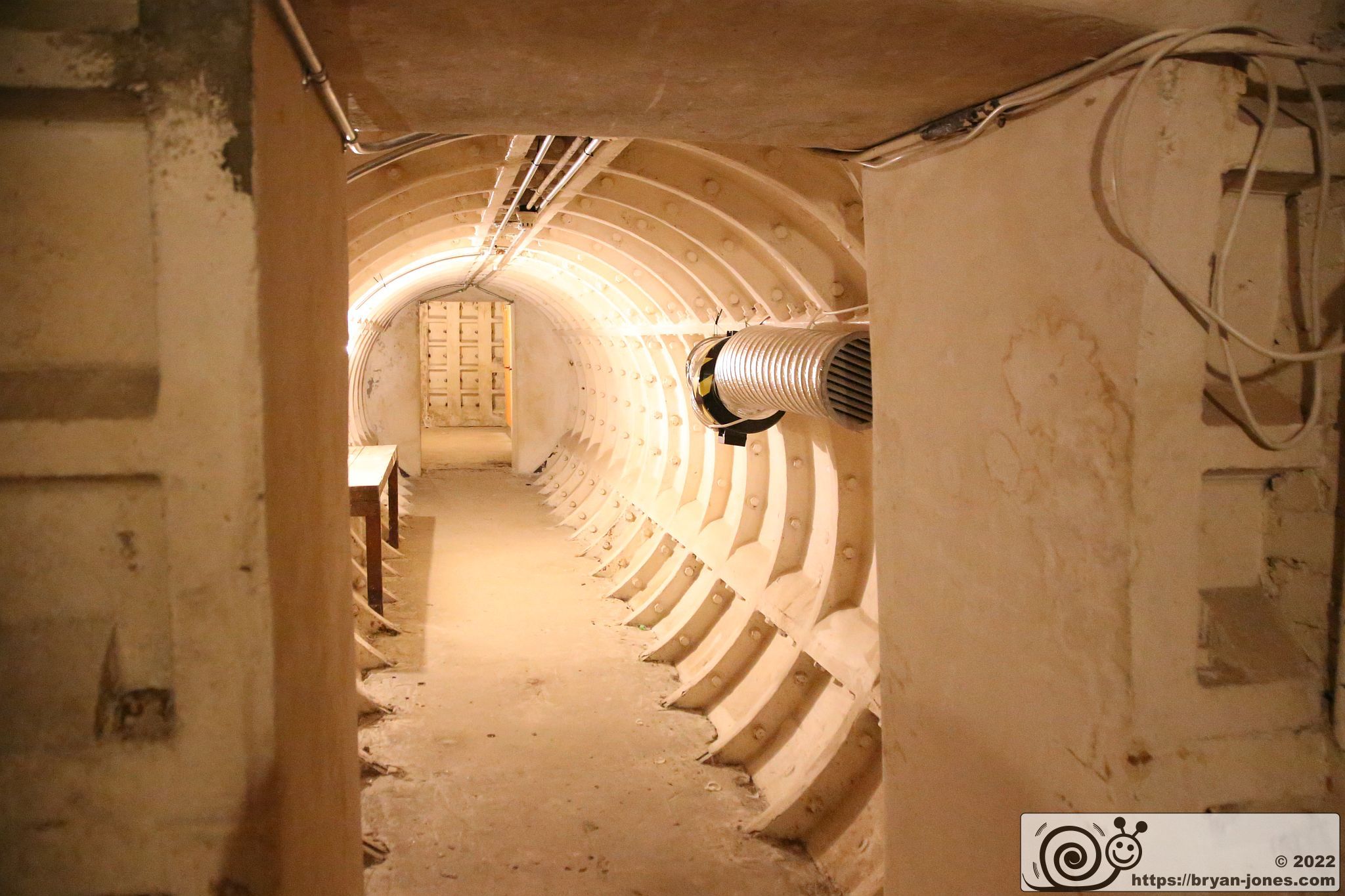 Clapham South WW2 air raid shelter in London. Part of the Empire Windrush story. Photographed 23-Apr-2022 on London Transport Museum Hidden London tour.