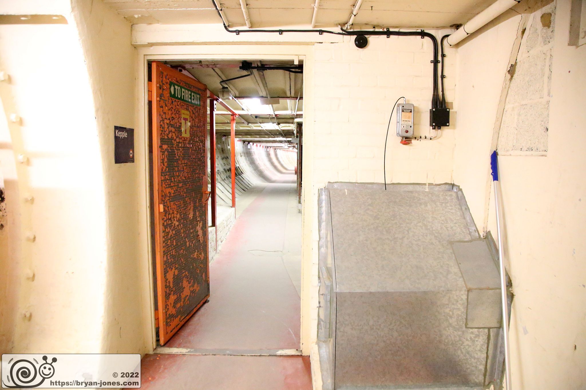 Clapham South WW2 air raid shelter in London. Part of the Empire Windrush story. Photographed 23-Apr-2022 on London Transport Museum Hidden London tour.