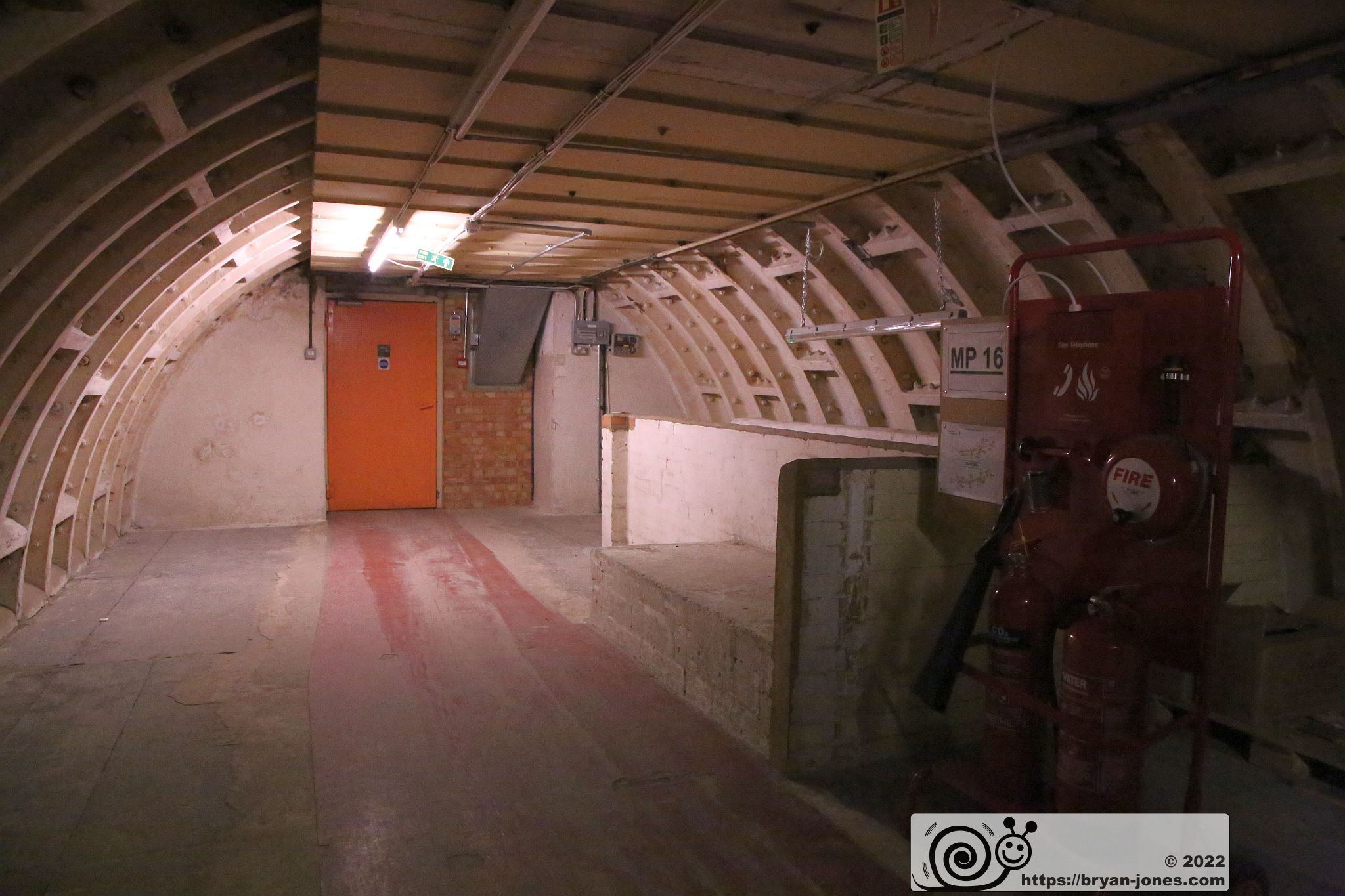 Clapham South WW2 air raid shelter in London. Part of the Empire Windrush story. Photographed 23-Apr-2022 on London Transport Museum Hidden London tour.