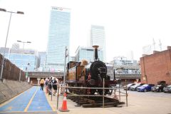 LB&SCR Terrier class steam engine "Poplar" visiting Poplar DLR depot close to Canary Wharf