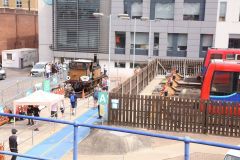 LB&SCR Terrier class steam engine "Poplar" visiting Poplar DLR depot close to Canary Wharf