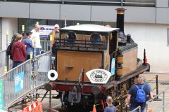 LB&SCR Terrier class steam engine "Poplar" visiting Poplar DLR depot close to Canary Wharf