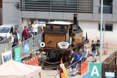 LB&SCR Terrier class steam engine "Poplar" visiting Poplar DLR depot close to Canary Wharf