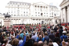 Crowds at the reading of the Royal Proclamation of King Charles III as King, read from the steps of the Royal Exchange in the City of London.