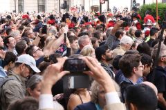 Crowds watch the Lord Mayor and dignitaries at the reading of the Royal Proclamation of King Charles III as King, read from the steps of the Royal Exchange in the City of London.