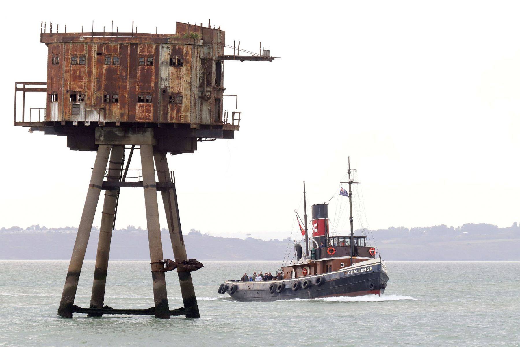 Steam Tug Challenge in the Thames estuary at Red Sands Maunsell Fort