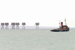 Steam Tug Challenge in the Thames estuary at Red Sands Maunsell Fort