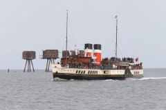 Paddle Steamer Waverley in the Thames estuary at Shivering Sands Maunsell Fort