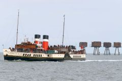 Paddle Steamer Waverley in the Thames estuary at Shivering Sands Maunsell Fort