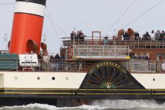 Close up of the paddle box of Paddle Steamer Waverley in the Thames estuary at speed