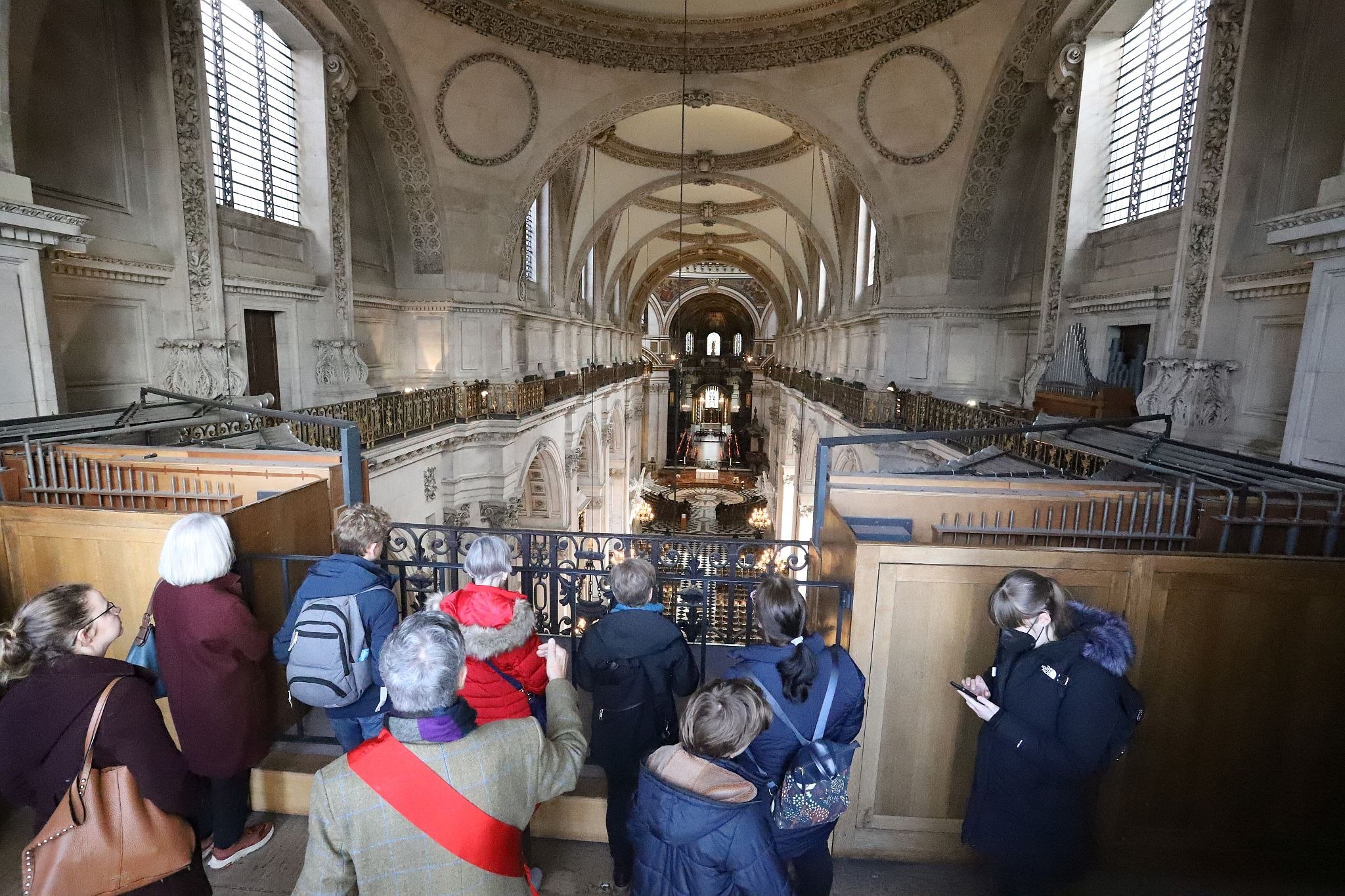 View down the nave from the balcony above the Great West Doors. St. Paul's Cathedral Triforium Tour, 09-Jan-2023.