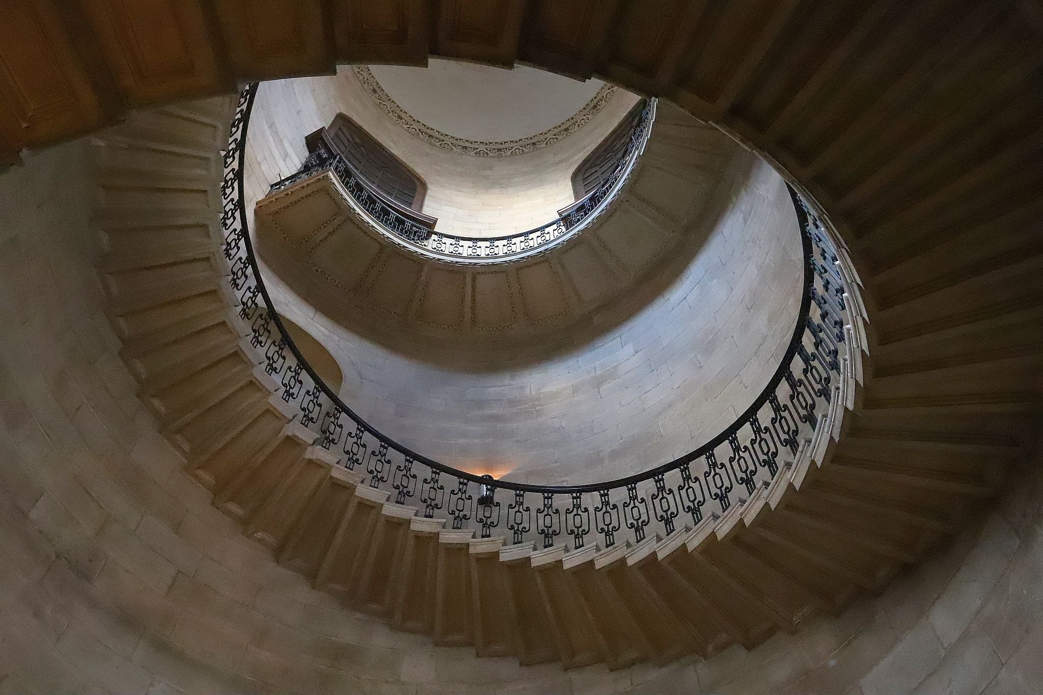 Sir Christopher Wren's Geometric Staircase in St Paul's Cathedral's South West tower, known to Harry Potter film fans as the Devination Stairwell. 24-Aug-2023.