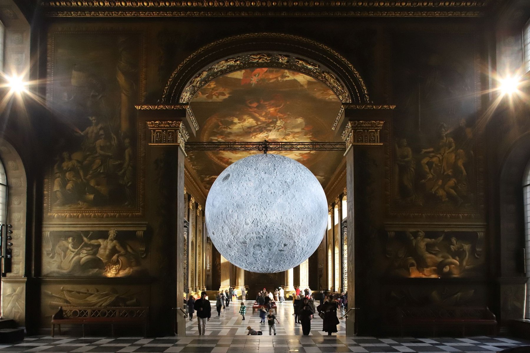 Museum of the Moon, by Luke Jerram, at the Old Royal Naval College in Greenwich, London