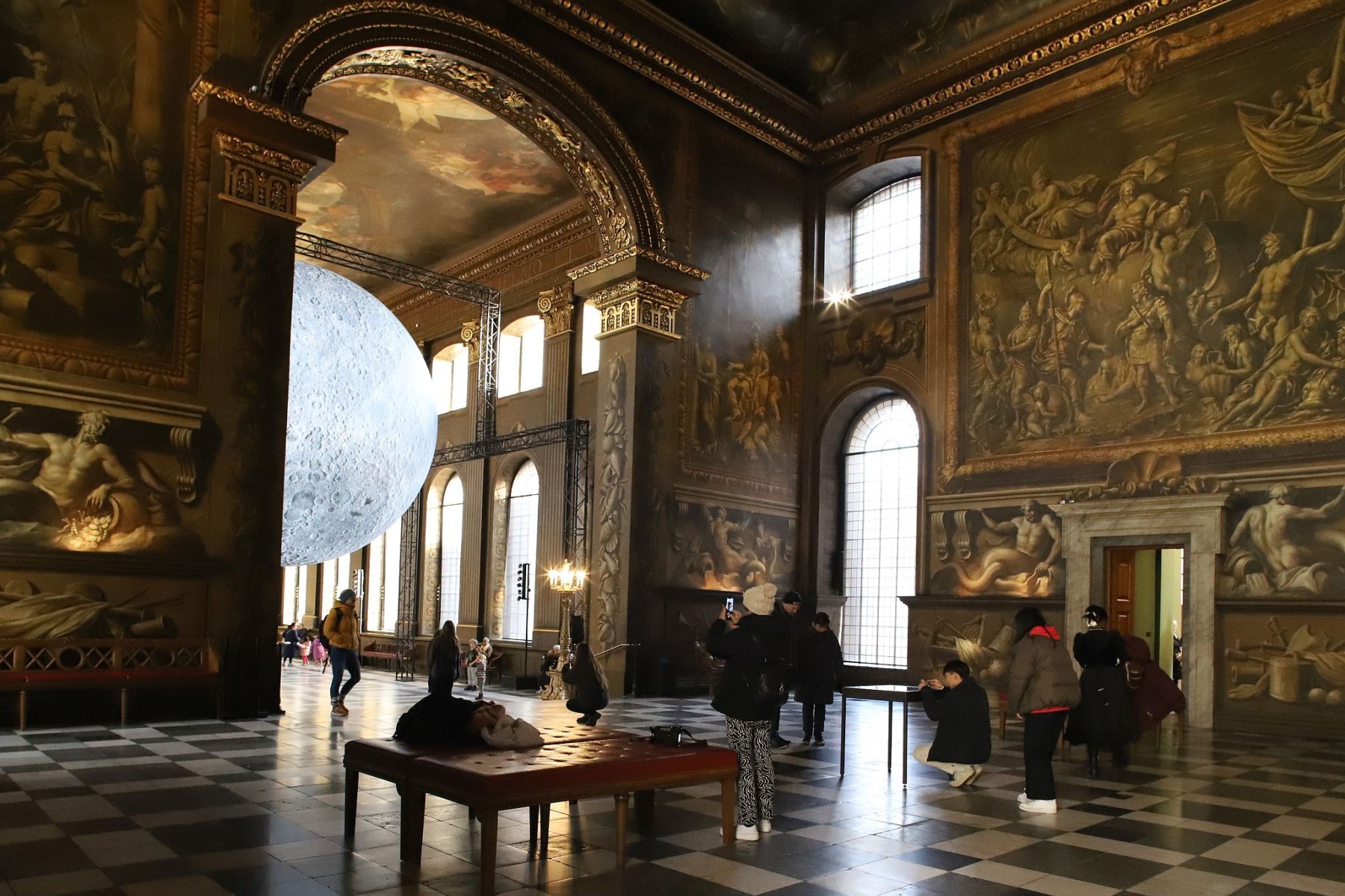 Museum of the Moon, by Luke Jerram, at the Old Royal Naval College in Greenwich, London