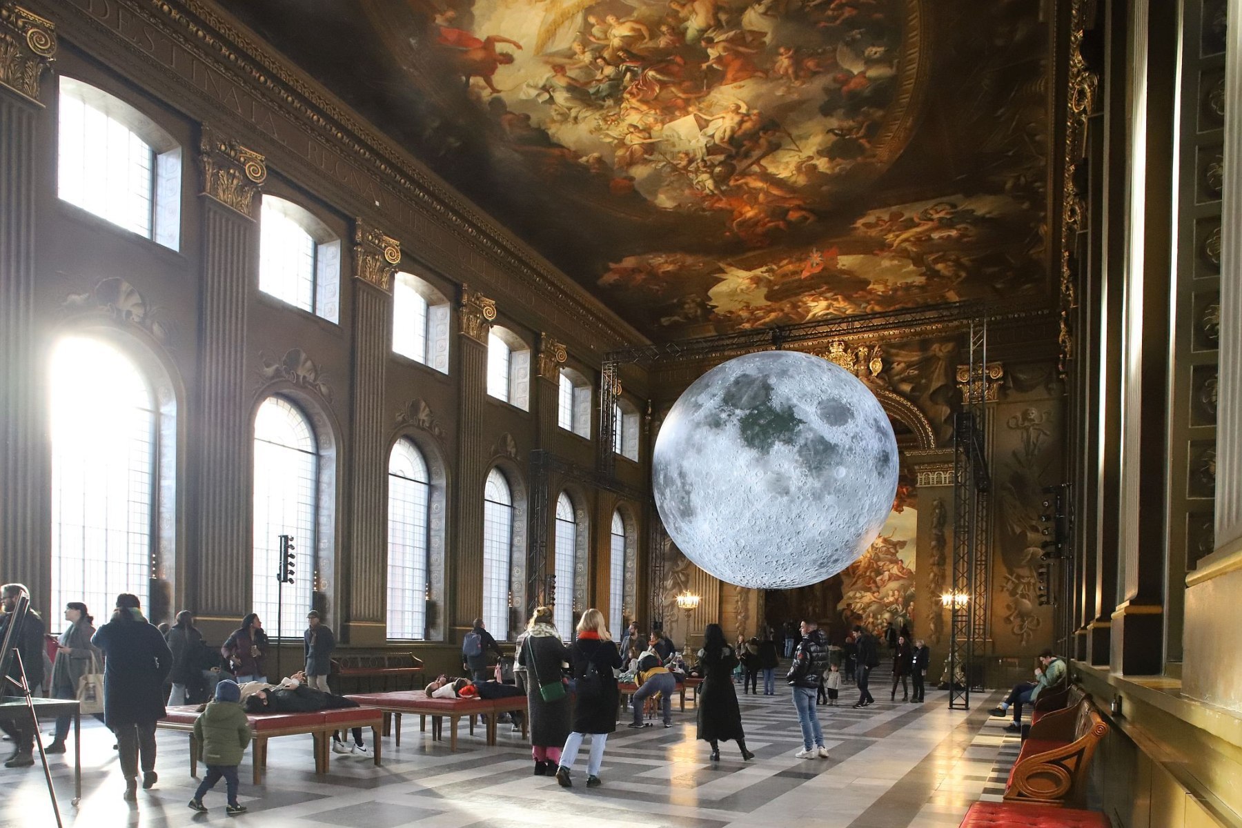 Museum of the Moon, by Luke Jerram, at the Old Royal Naval College in Greenwich, London