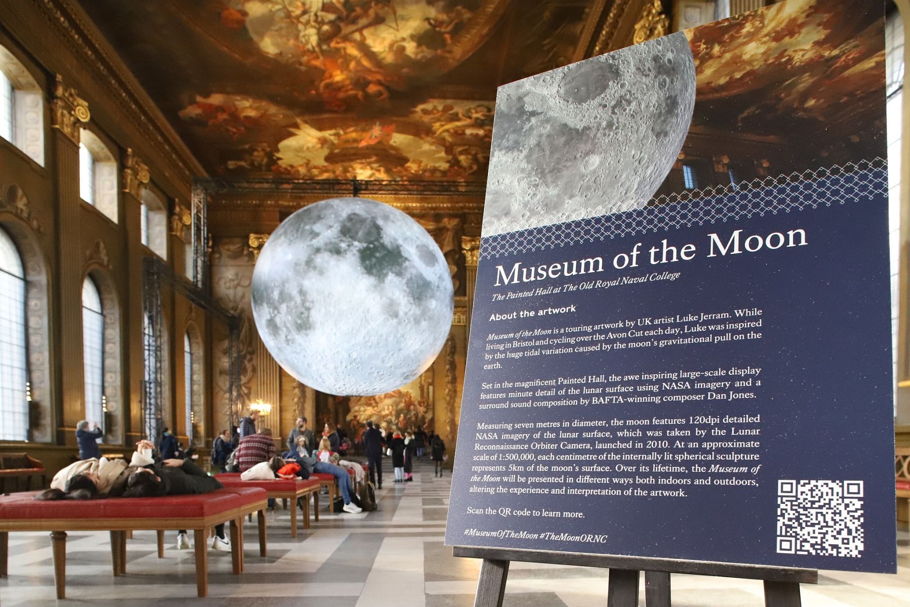Museum of the Moon, by Luke Jerram, at the Old Royal Naval College in Greenwich, London