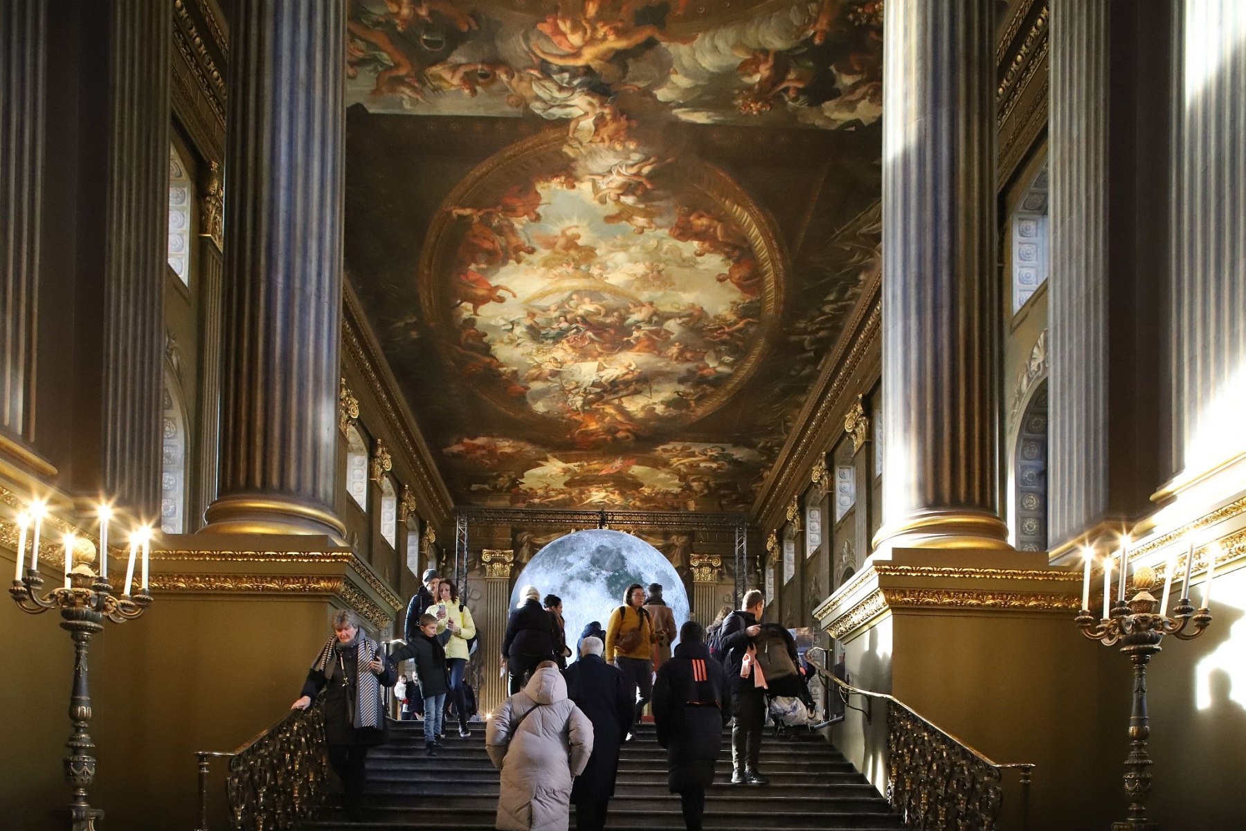 Museum of the Moon, by Luke Jerram, at the Old Royal Naval College in Greenwich, London