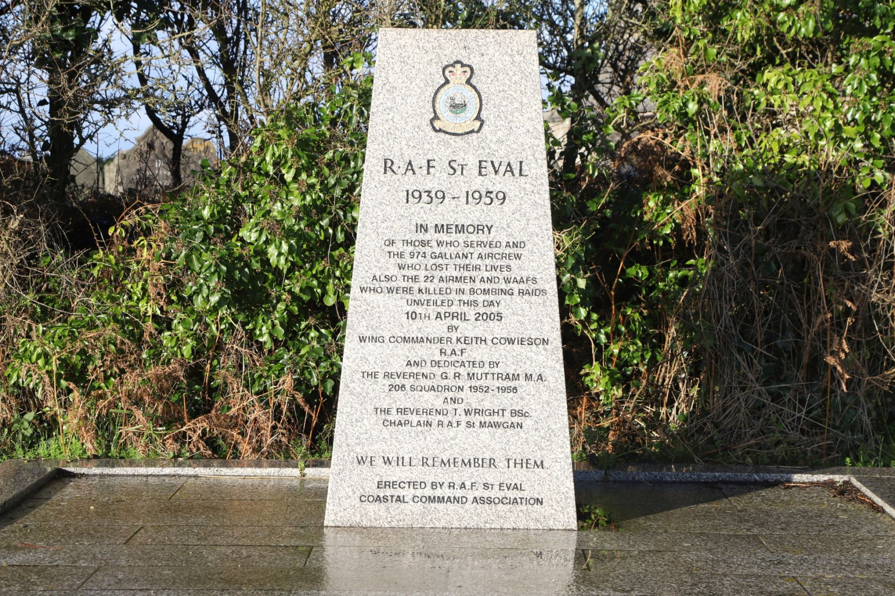RAF St. Eval memorial, St. Eval Parish Church near Newquay in Cornwall