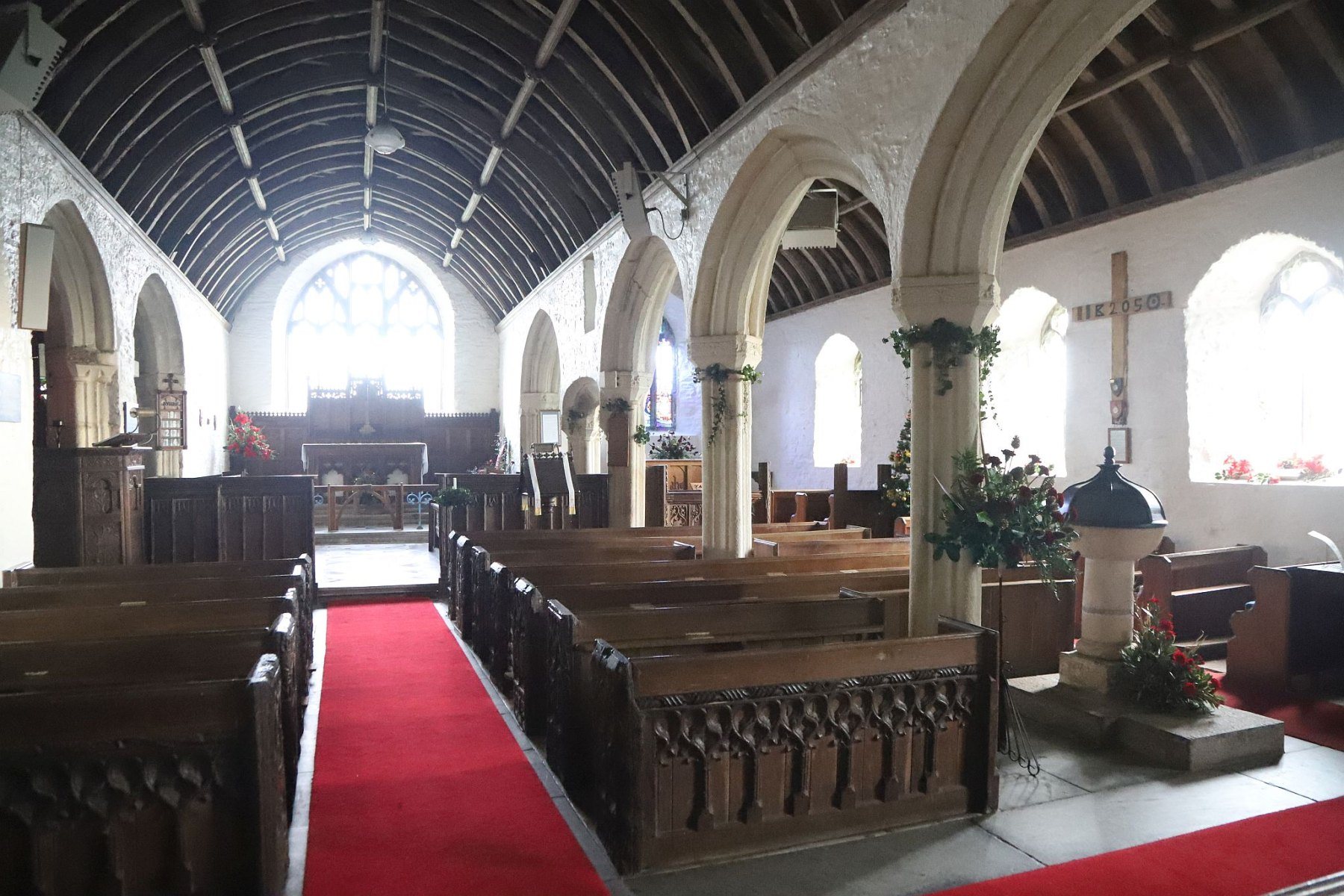 Northern aisle at St. Eval Parish Church near Newquay in Cornwall
