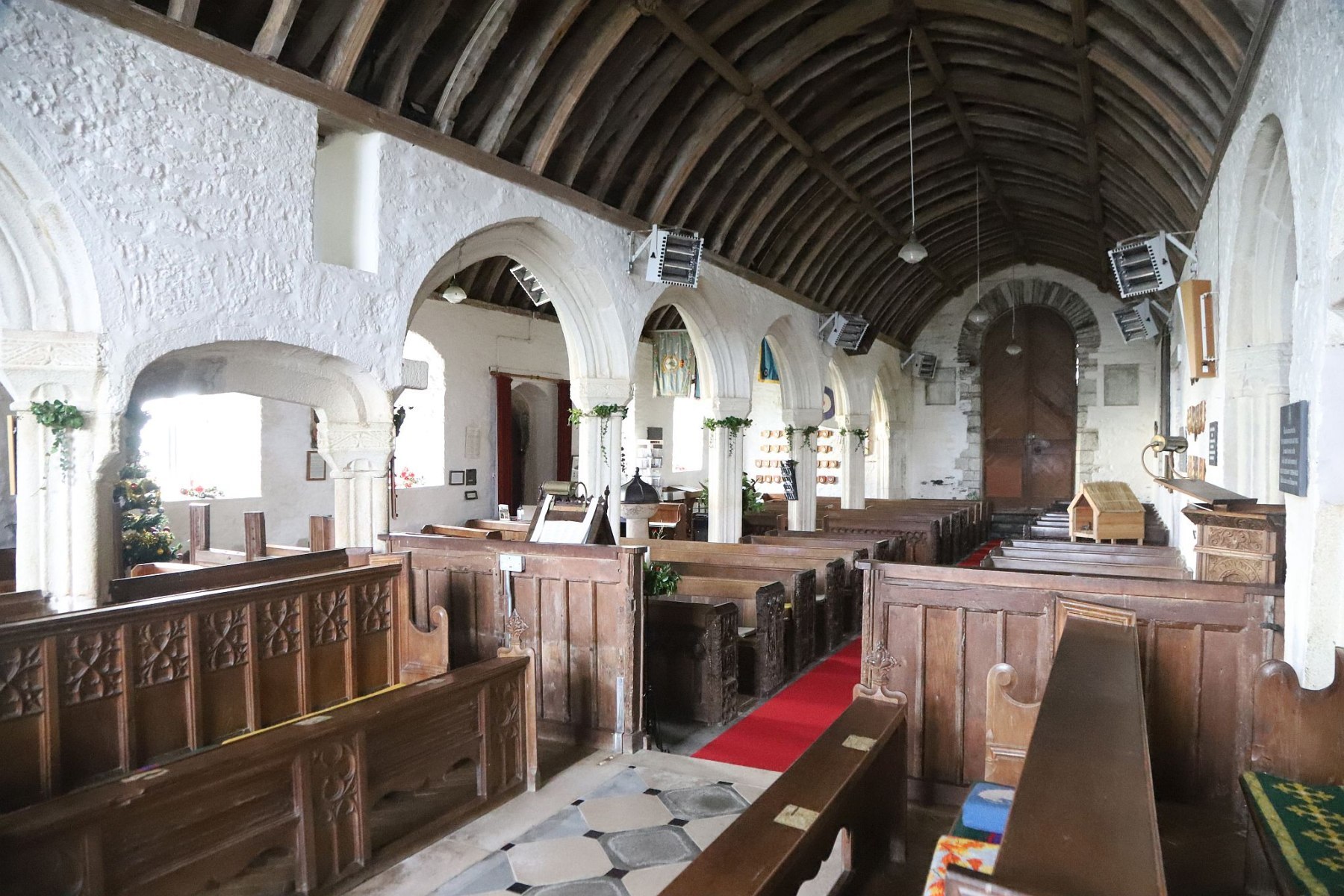 Northern aisle at St. Eval Parish Church near Newquay in Cornwall