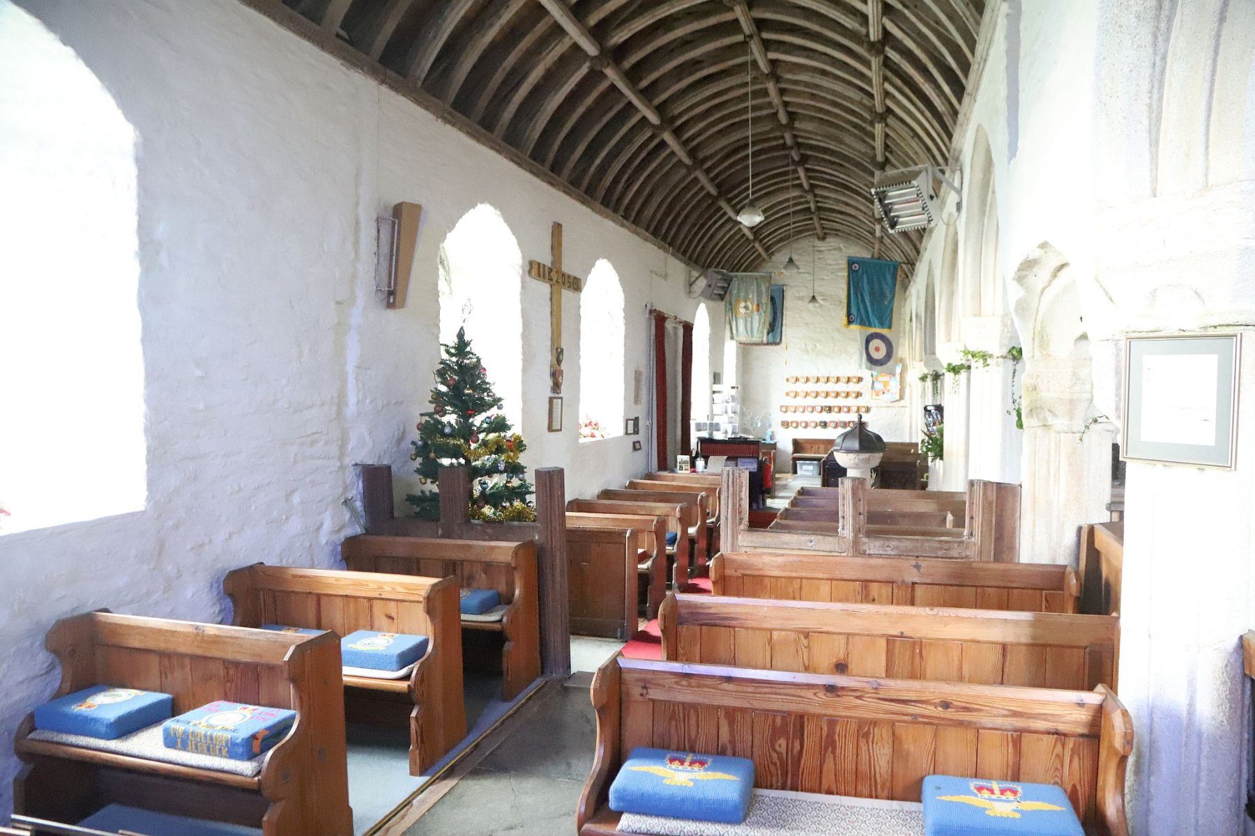 Southern aisle at St. Eval Parish Church near Newquay in Cornwall