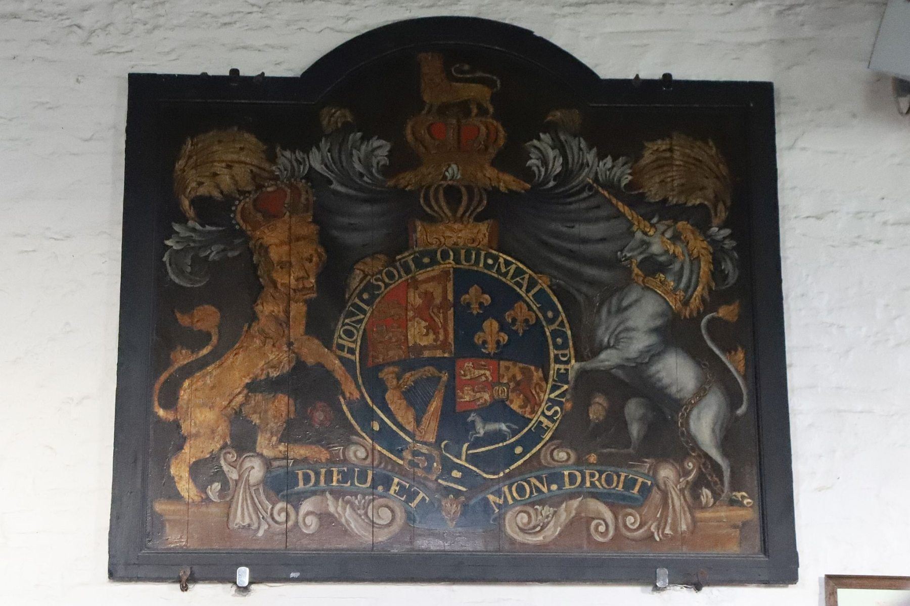Coat of Arms of King Charles I at St. Eval Parish Church near Newquay in Cornwall