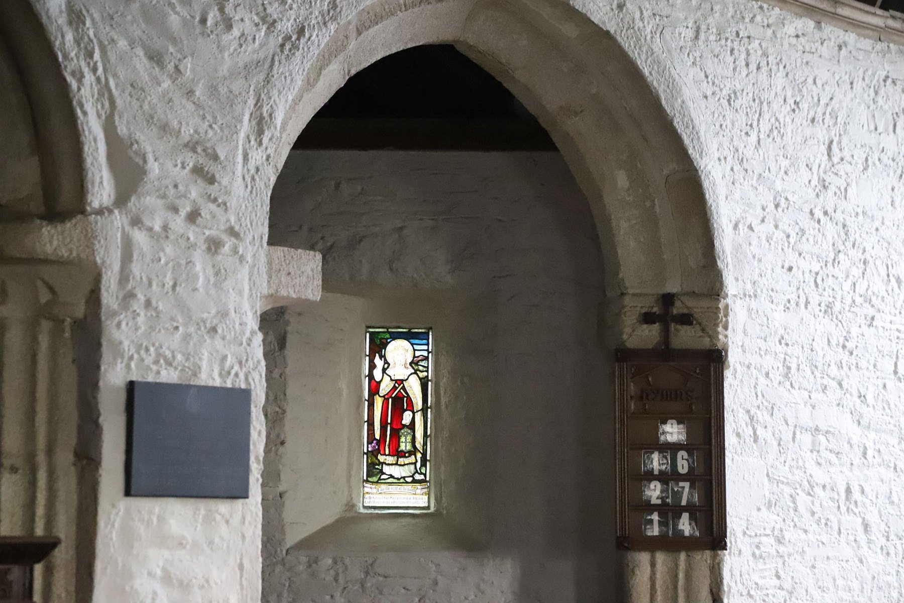 Stained glass window at St. Eval Parish Church near Newquay in Cornwall