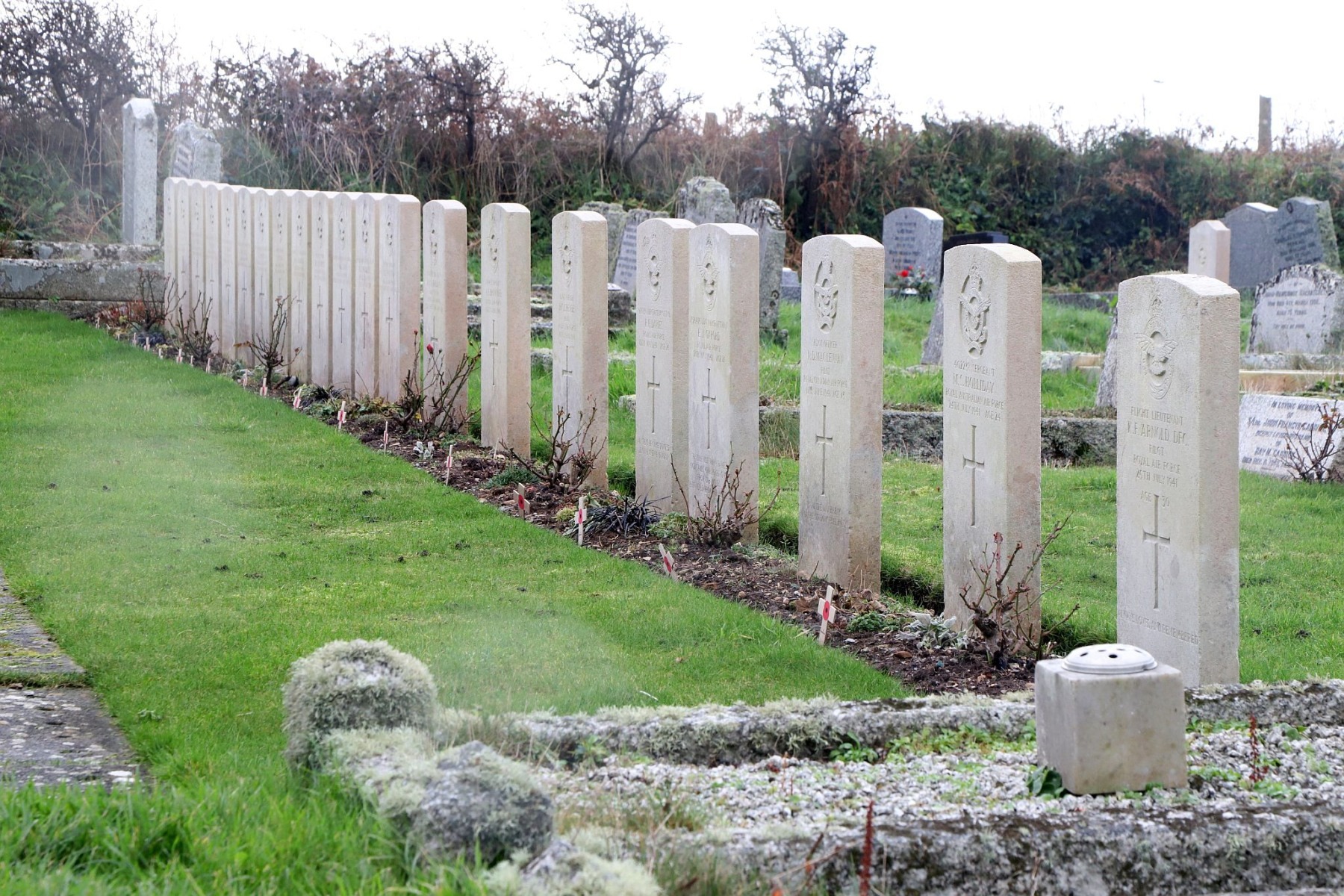 CWGC graves at St. Eval Parish Church near Newquay in Cornwall