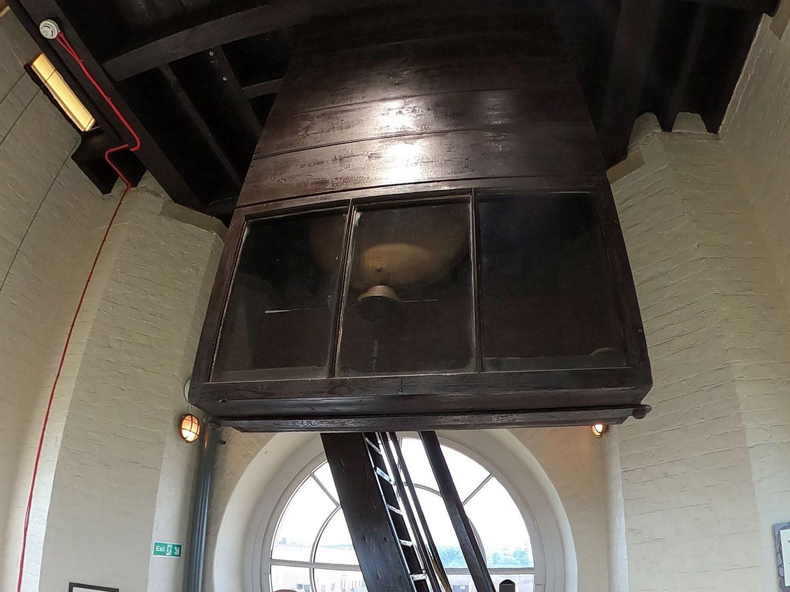 The pendulum of the clock mechanism of the Caledonian Park Clock Tower