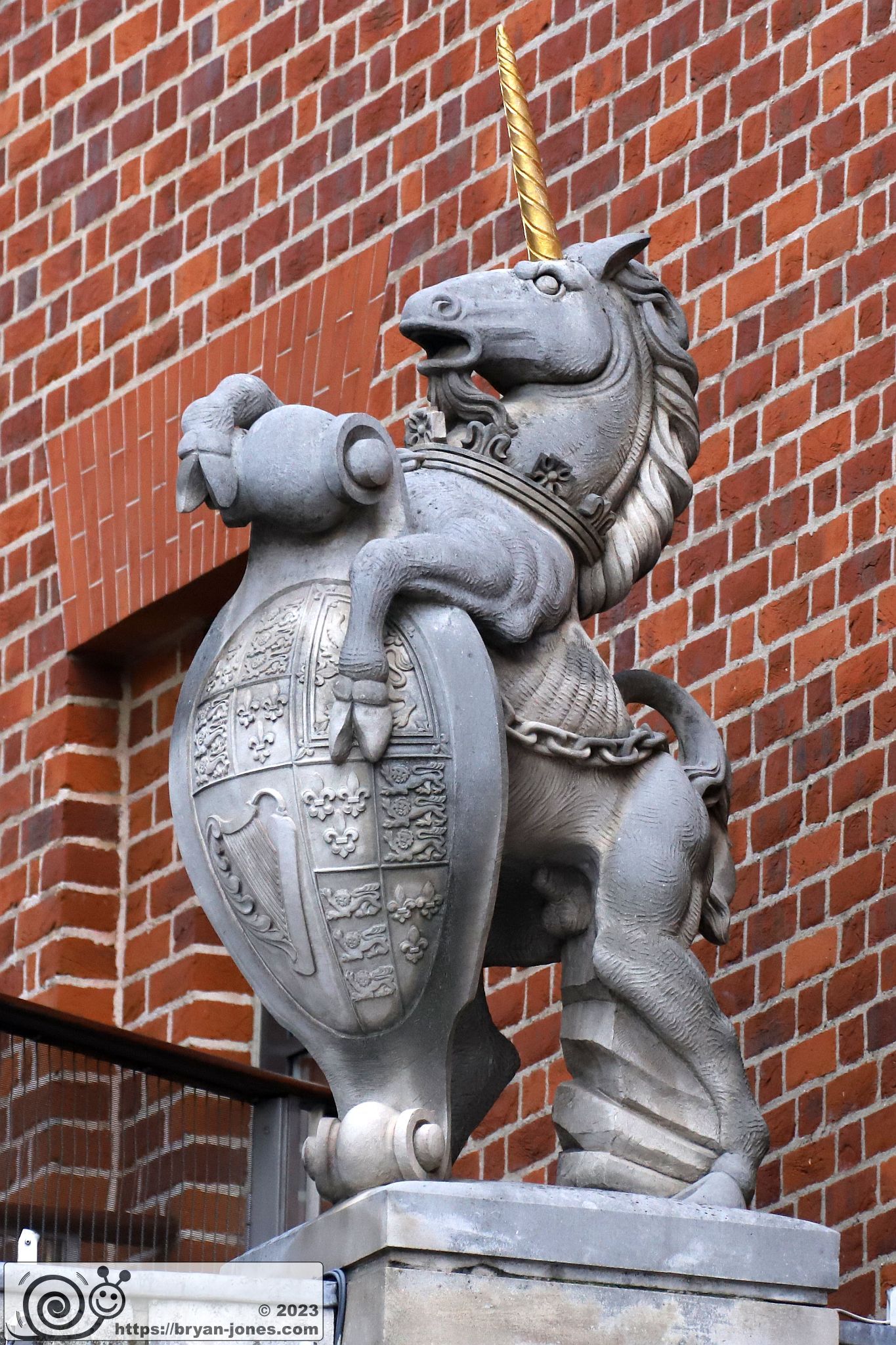 Unicorn with English Coat of Arms on South (St Paul's) side