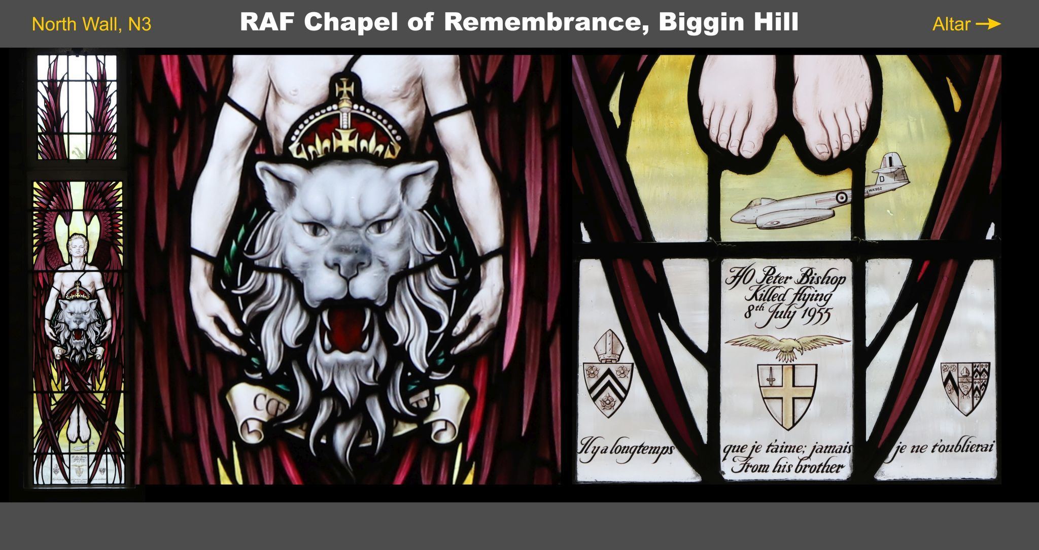 Stained glass window, Biggin Hill RAF Memorial Chapel. Royal Air Force, World War Two Battle of Britain. 03-Mar-2023. 3rd March 2023.