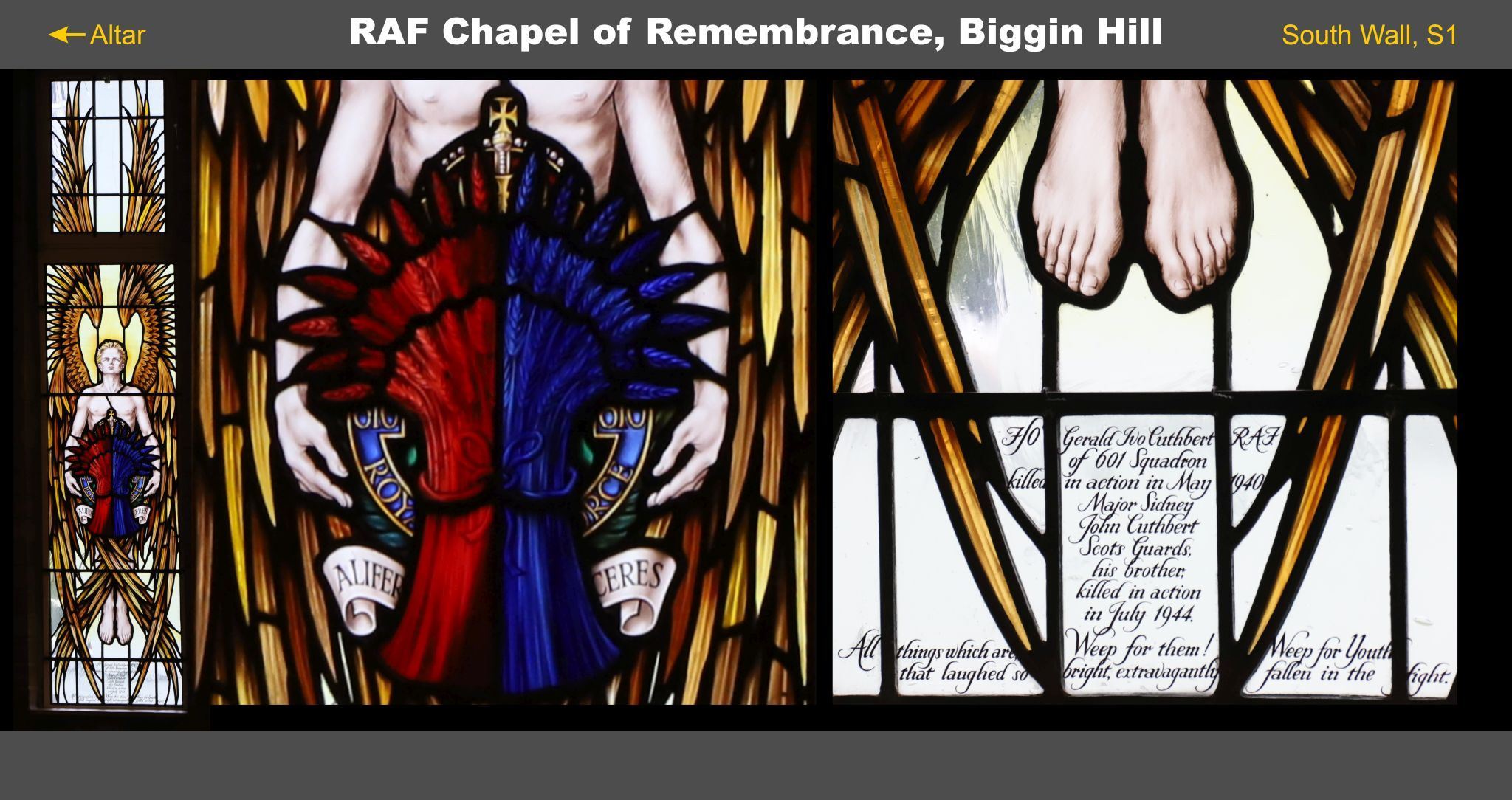 Stained glass window, Biggin Hill RAF Memorial Chapel. Royal Air Force, World War Two Battle of Britain. 03-Mar-2023. 3rd March 2023.
