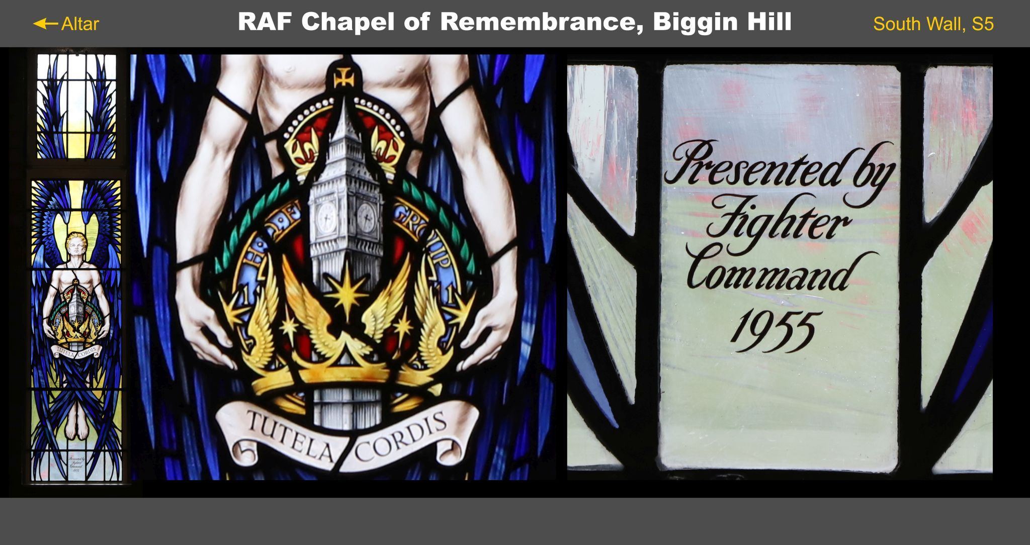 Stained glass window, Biggin Hill RAF Memorial Chapel. Royal Air Force, World War Two Battle of Britain. 03-Mar-2023. 3rd March 2023.