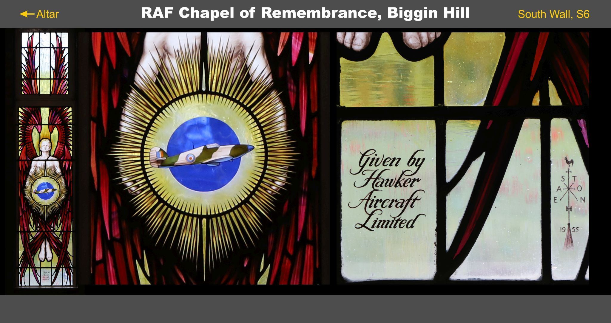 Stained glass window, Biggin Hill RAF Memorial Chapel. Royal Air Force, World War Two Battle of Britain. 03-Mar-2023. 3rd March 2023.