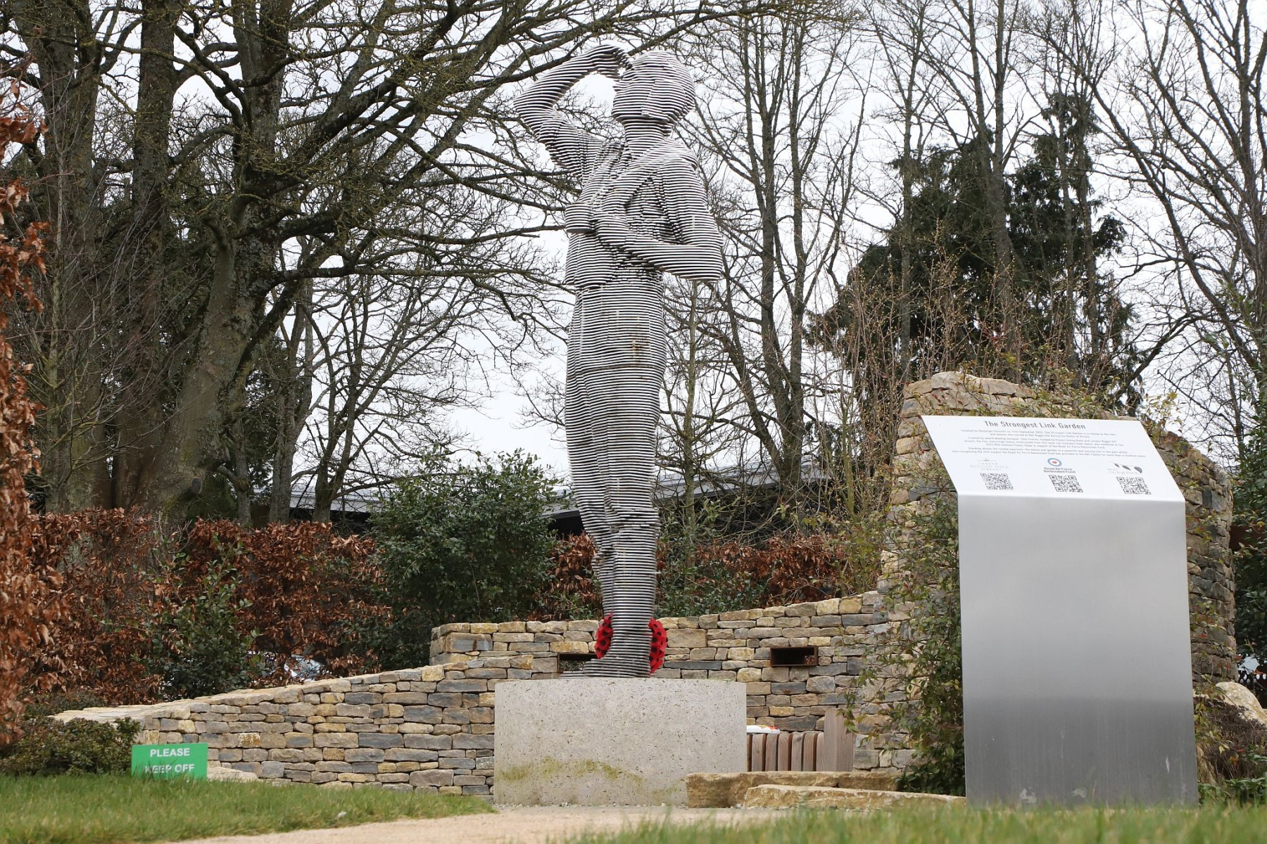 RAF Biggin Hill Memorial \"The Strongest Link\" featuring a pilot looking to the sky which was unveiled in 2022 to remember the RAF station\'s contribution to the defence of Great Britain.