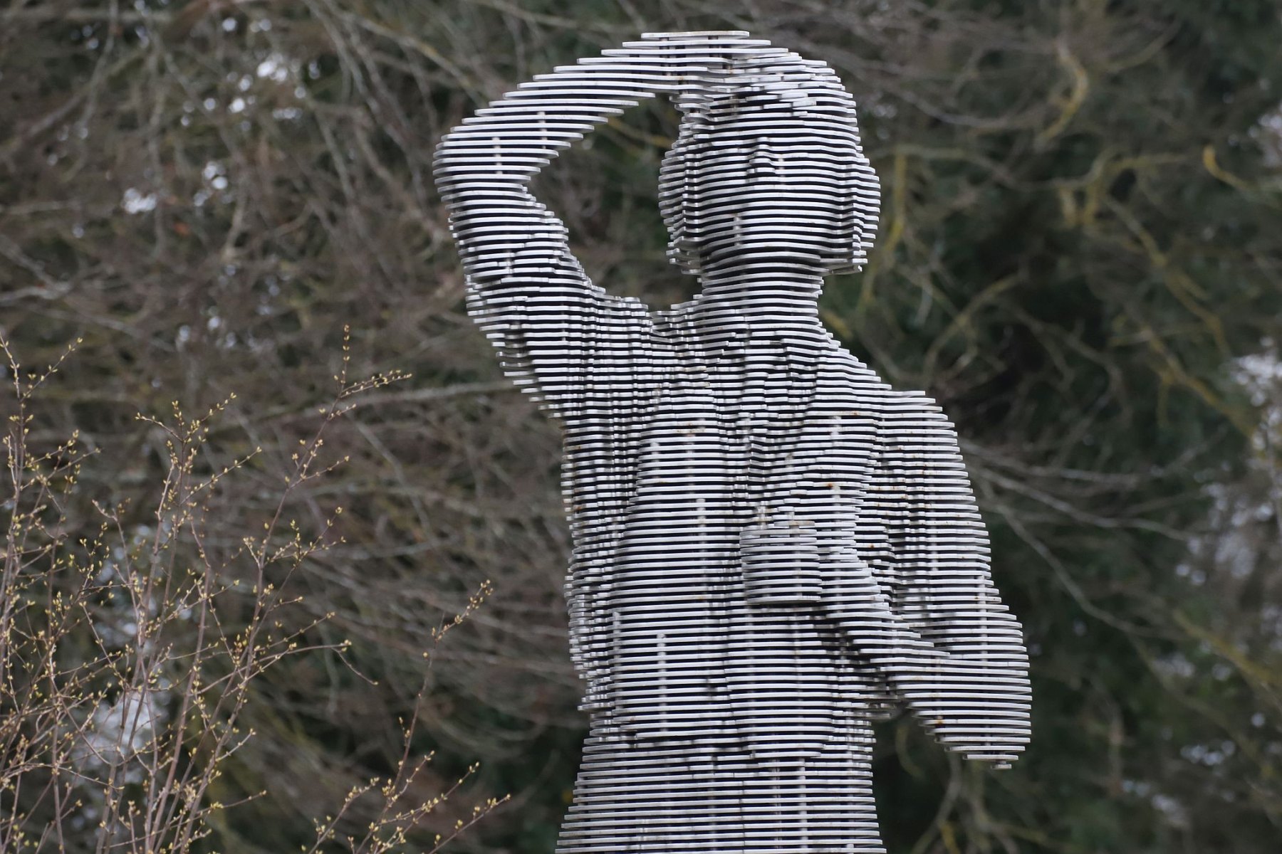 RAF Biggin Hill Memorial \"The Strongest Link\" featuring a pilot looking to the sky which was unveiled in 2022 to remember the RAF station\'s contribution to the defence of Great Britain.